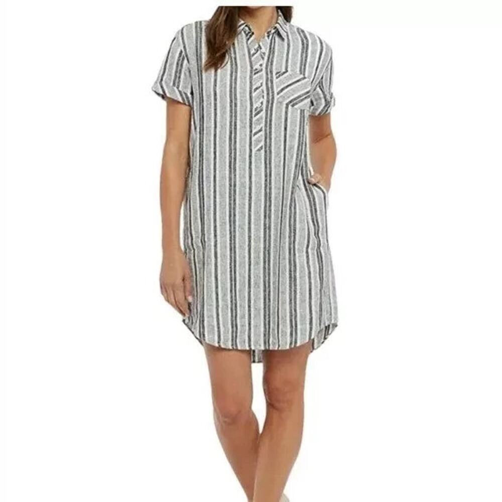 New Adrienne Vittadini Womens Linen Shirt Dress XXL Boho Cottagecore Minimalist - Picture 4 of 16